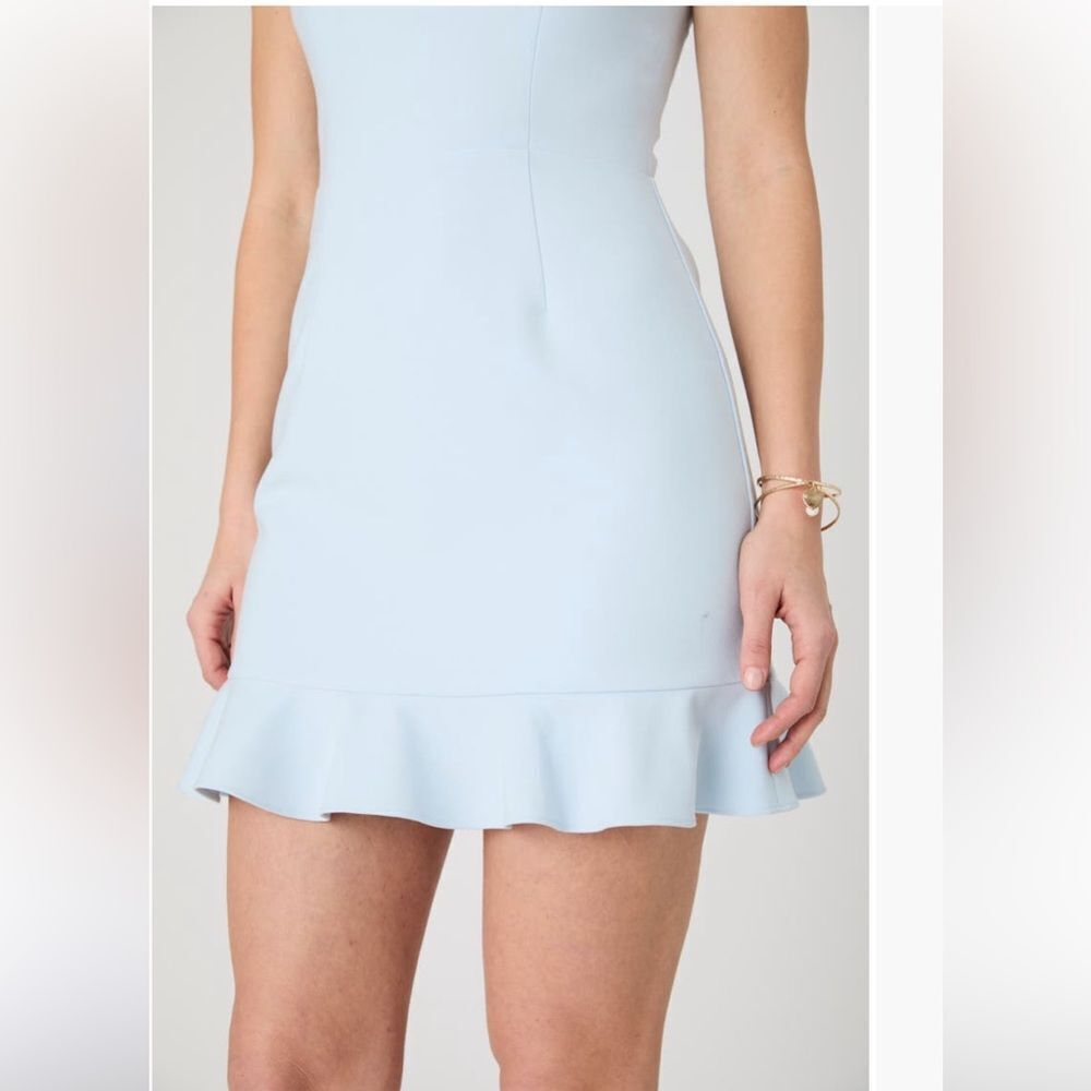 FRENCH CONNECTION Dress NEW Whisper Frill Hem Cami Mini Light Dream Blue Size 8 - Picture 3 of 12